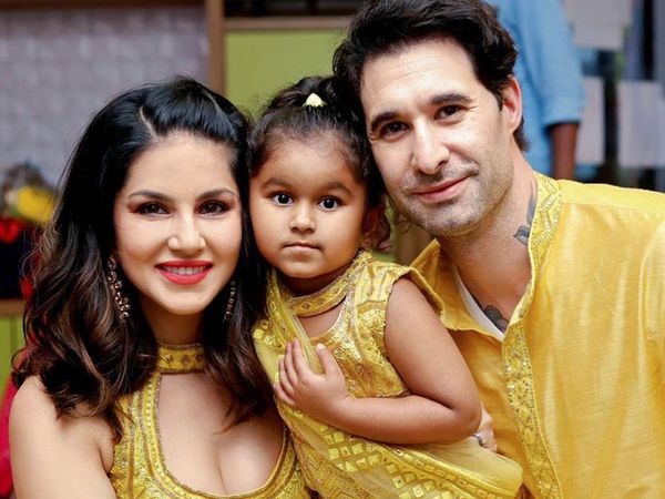 Sunny Leone with Daughter Nisha and Husband