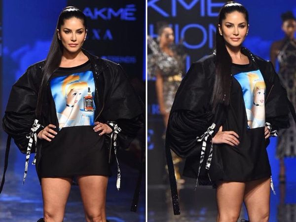 Sunny Leone lakme fashion week ramp walk on Day 2 Bollywood Actress Trolled for mini dress