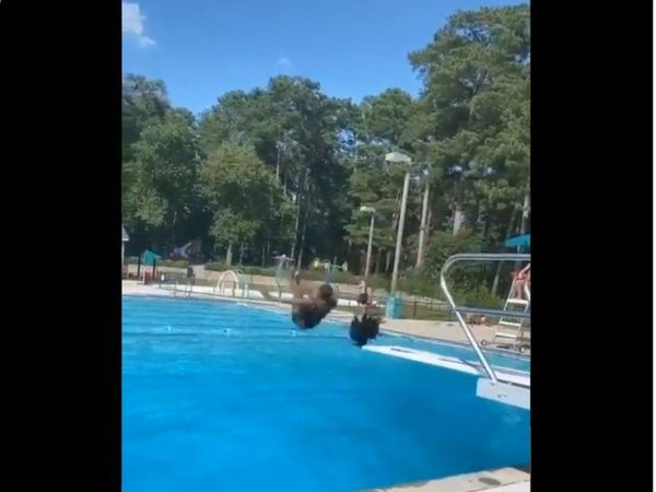 Funny Viral Video Woman jumps in swimming pool then what happened watch funny video
