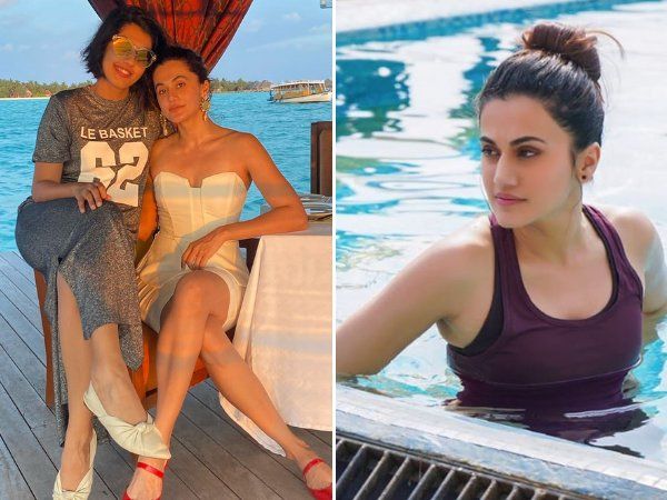 Taapsee Pannu shagun pannu Biggini Shoot video viral from maldives vacation yashraj mukhate song