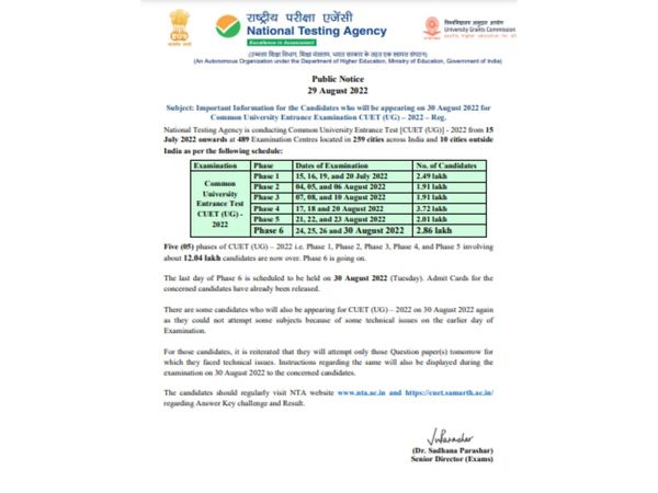 cuet 2022,cuet 2022 latest update,cuet 2022 phase 6 admit card,cuet phase 6 admit card