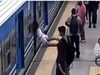 woman Falls off moving train then what happened watch shocking video