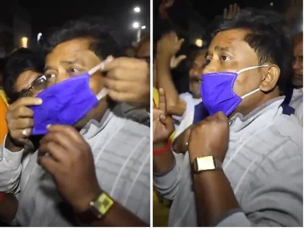 बिहार में चुनाव प्रचार के समय का वीडियो वायरल, जब 'दोस्‍त' के मुंह पर शख्‍स ने लगा दिया अपना मस्‍क, [Video]