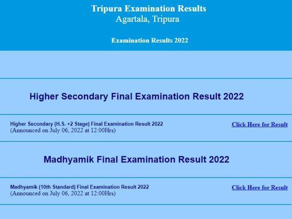 TBSE 10th 12th Result 2022