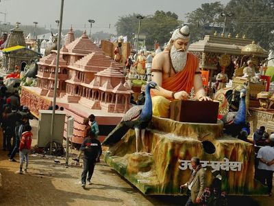 Republic Day parade: glimpse of Ram temple and Deepotsav in UP tableau Republic Day parade: glimpse of Ram temple and Deepotsav in UP tableau