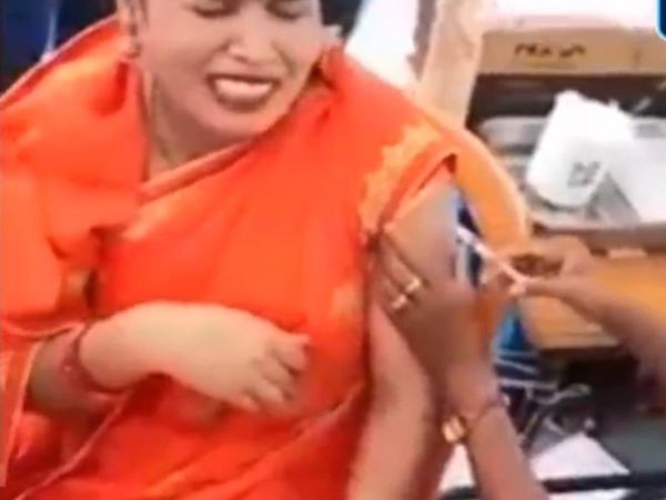 Funny Viral Video High voltage drama of woman getting vaccine video goes viral