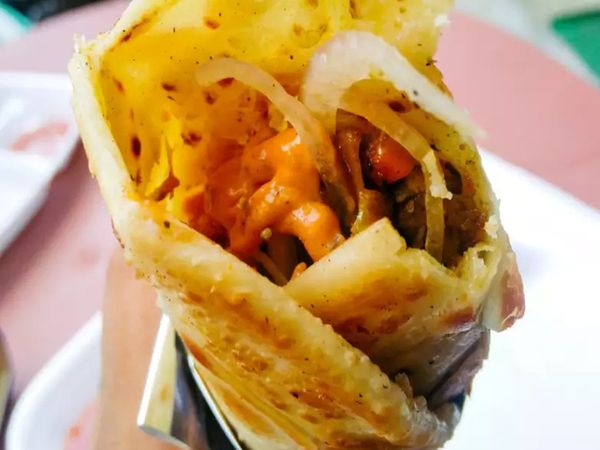 tasty street food veg roll from left over food 