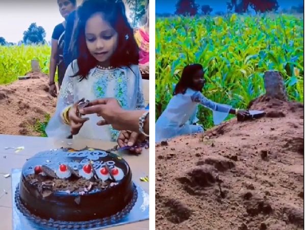 कोरोना ने छीना सिर से पिता का साया, 8 साल की मासूम ने अंत्येष्टि स्‍थल पर मनाया जन्‍मदिन, भावुक कर देगा Video