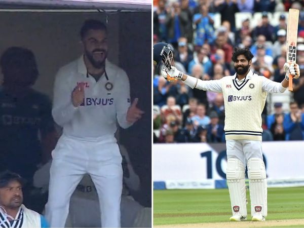 Virat Kohli celebration on century of Ravindra Jadeja