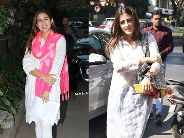 Sara Ali Khan and Nupur Sanon in white kurta