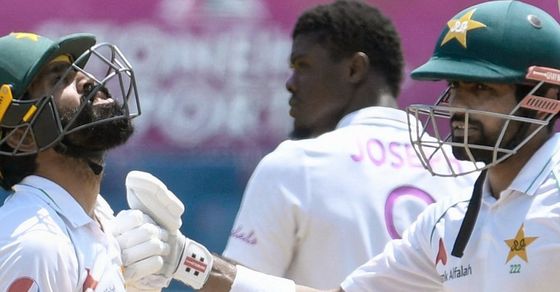 West Indies banam Pakistan doosra test|  West Indies vs Pakistan|  WI vs PAK 2nd Test Day 1 West Indies banaam Pakistan second test match first day report Kingston|  West Indies vs Pakistan|  Babar Azam and Fawad Alam pulled Pakistan out of trouble.