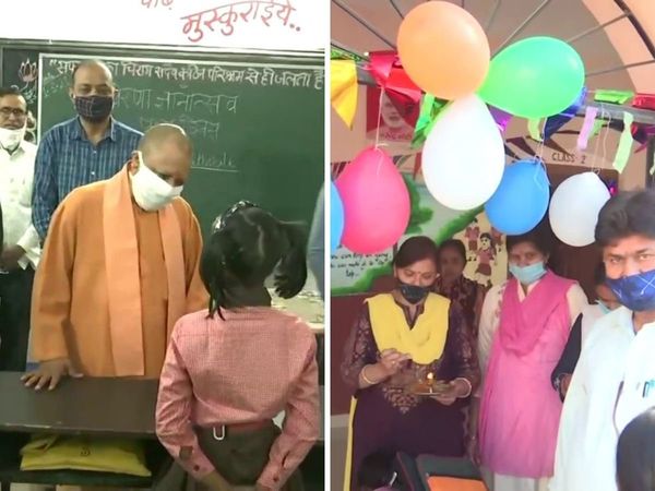   UP primary schools welcome students with tilak CM Yogi distributs chocolates