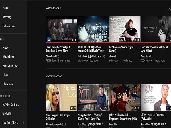 youtube dark mode feature