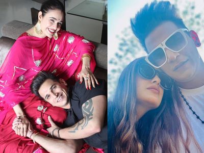 Yuvika Chaudhary with husband Prince Narula Yuvika Chaudhary with husband Prince Narula