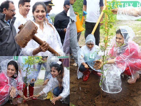 Ajay devgan wife Kajol plantation in monsoon With family