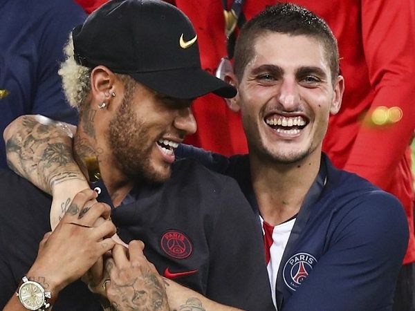 Neymar with Marco Verratii