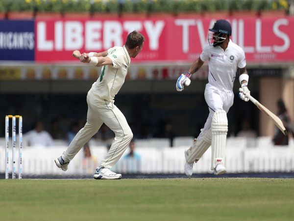 Anrich Nortje and Virat Kohli