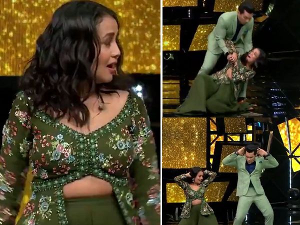 indian idol 11 Neha Kakkar dance on dilbar dilbar Song With Aditya Narayan And Slipped video