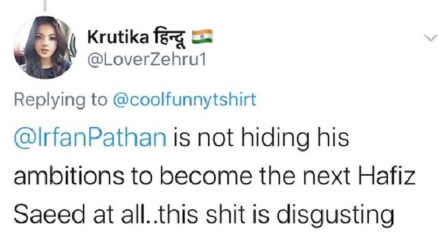 Twitter user on Irfan Pathan