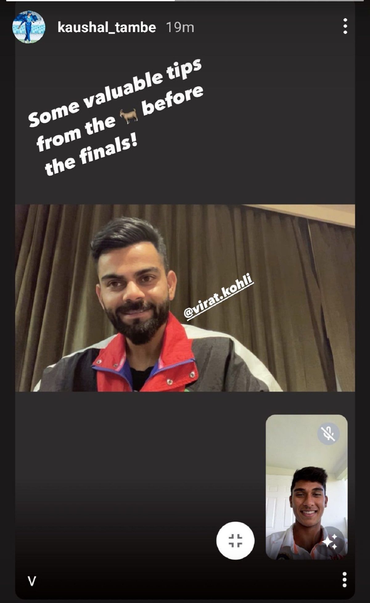 virat kohli chat with u19 team